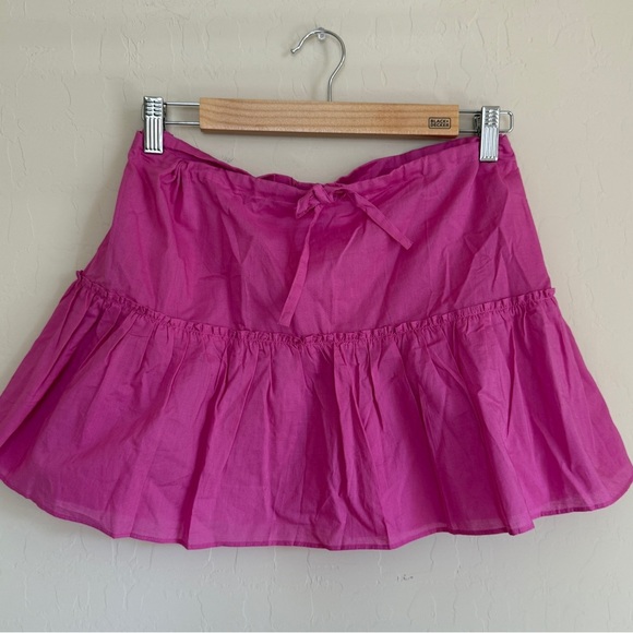 Y2K Victoria’s Secret Pink Mini Skirt Lightweight Ruffle Drawstring Large - Picture 1 of 6